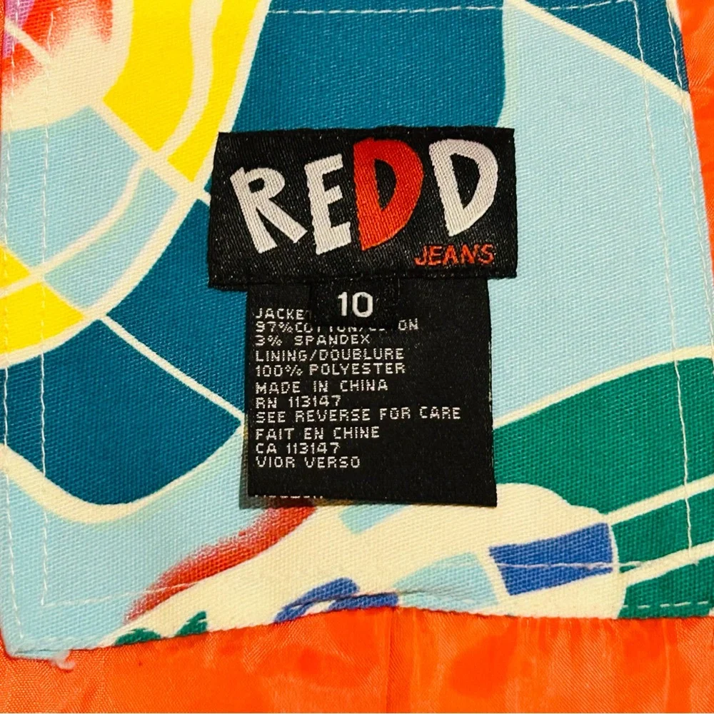 Redd Jeans Sequin Zip Up Blazer Funky Abstract Statement Jacket Womens 10 - Picture 8 of 9